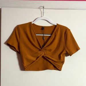 mustard cropped top